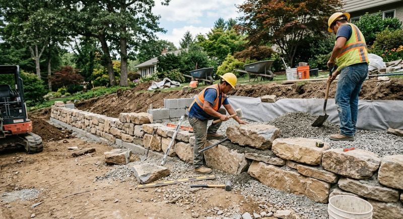 Block Retaining Wall Installation in Lakeland, FL